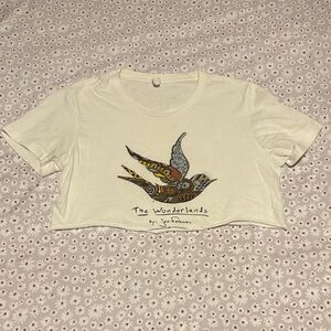 The Wonderlands Crop Top with Artistic Bird Design